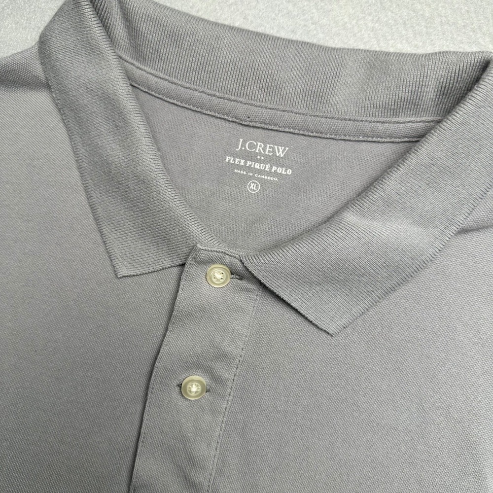 J.Crew Flex Pique Polo Mens XL Gray Short Sleeve Solid Cotton Blend J0351